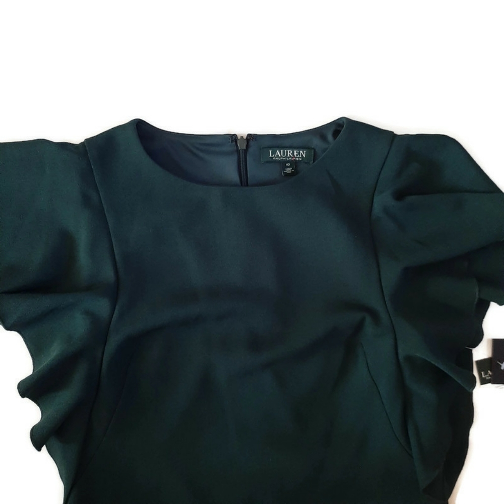 RALPH LAUREN new green flutter sleeve dress - Picture 4 of 8